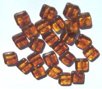 25 9mm Flat Square Transparent Topaz Amber Marble